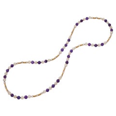 VINTAGE AMETHYST 
CARVED Rock Crystal Necklace