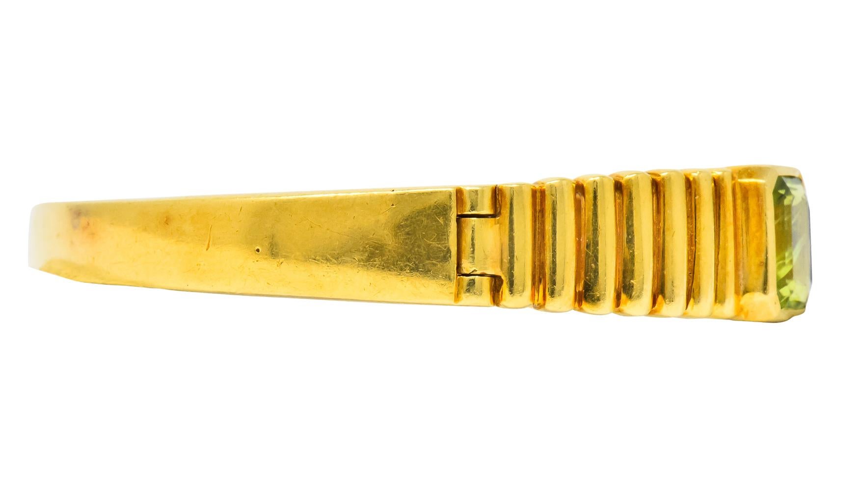 Contemporary Vintage Amethyst Citrine Peridot 18 Karat Gold Bangle Bracelet