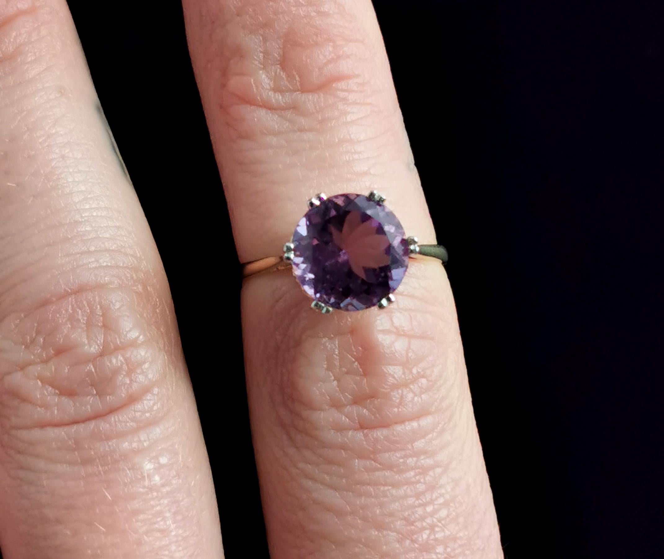 Vintage Amethyst Cocktail Ring, 9k Yellow Gold 1