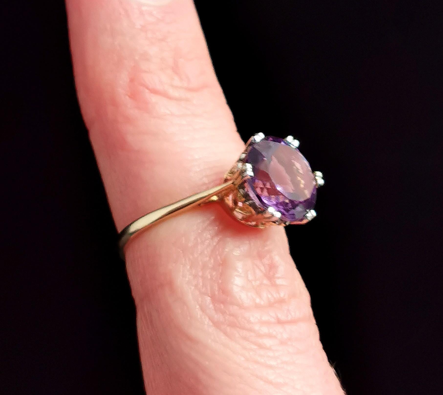 Vintage Amethyst Cocktail Ring, 9k Yellow Gold 3