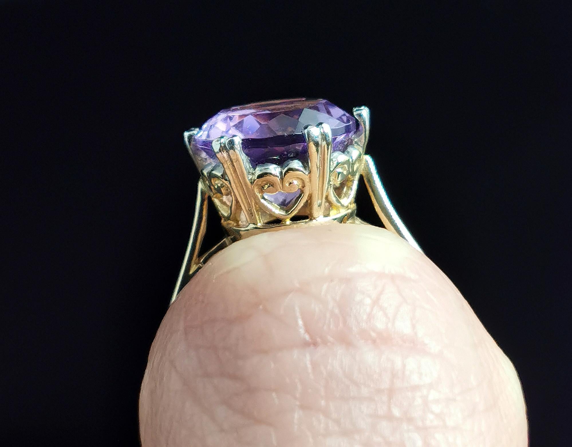 Vintage Amethyst Cocktail Ring, 9k Yellow Gold 4
