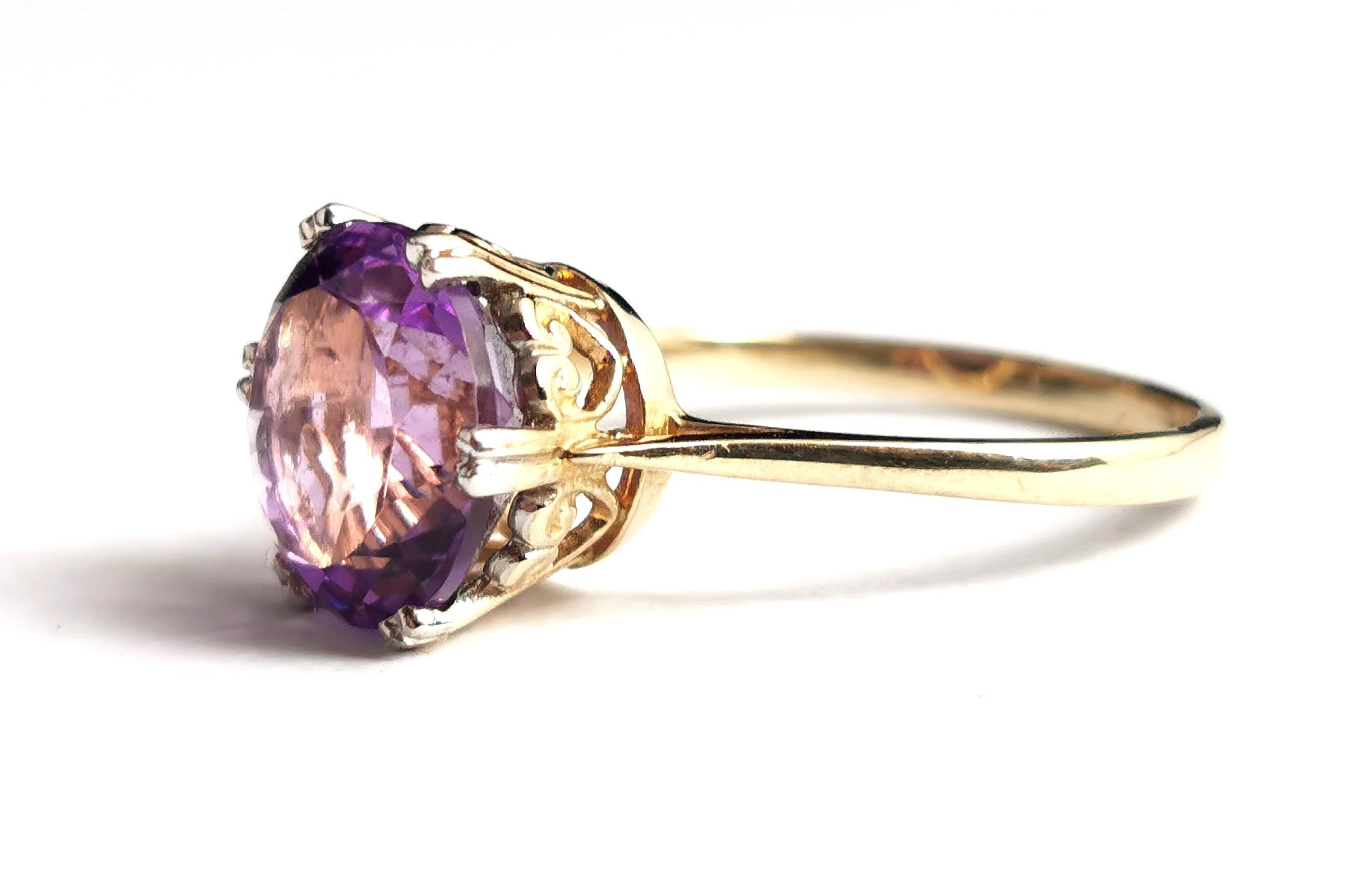 Vintage Amethyst Cocktail Ring, 9k Yellow Gold 6