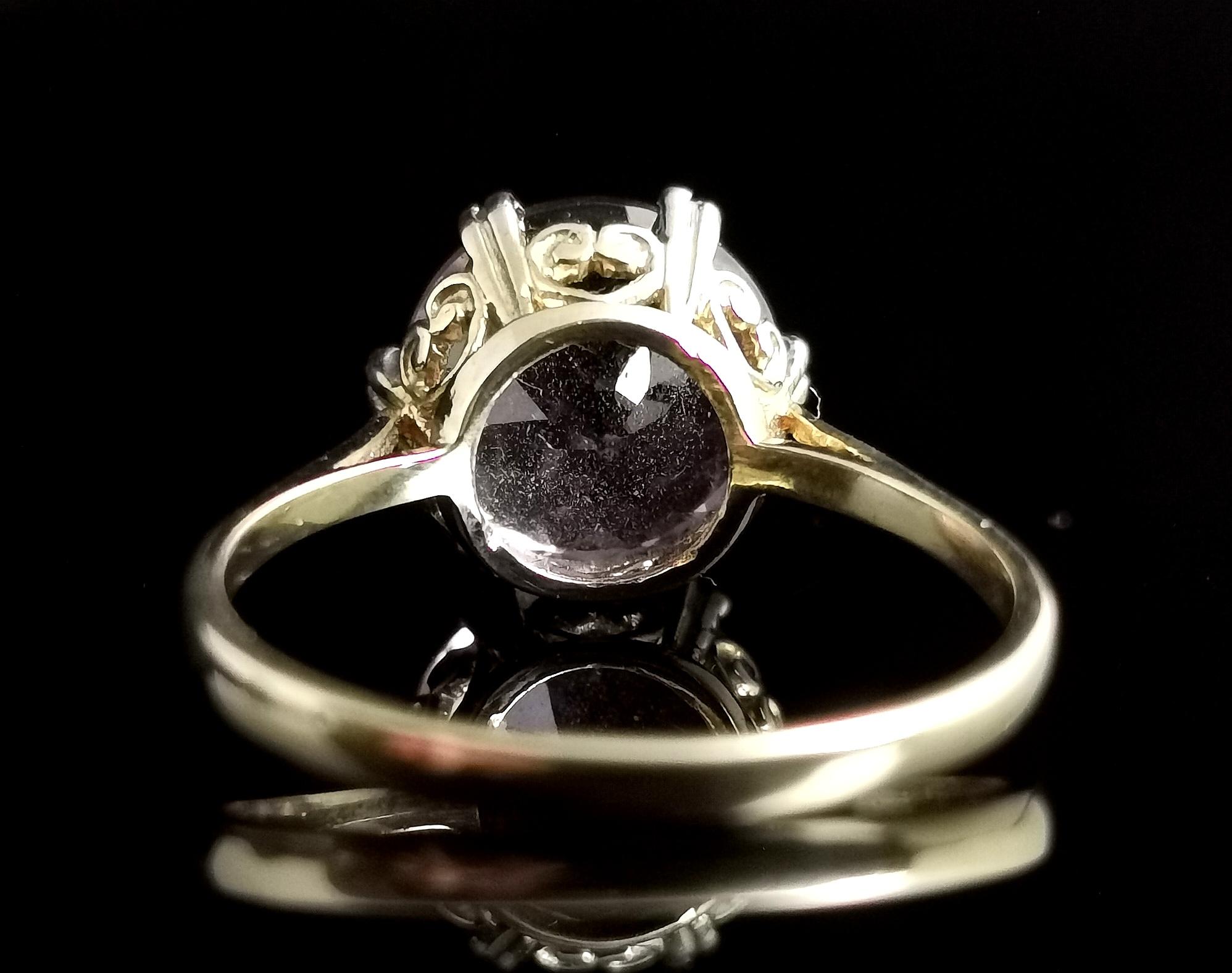 Vintage Amethyst Cocktail Ring, 9k Yellow Gold In Good Condition In NEWARK, GB