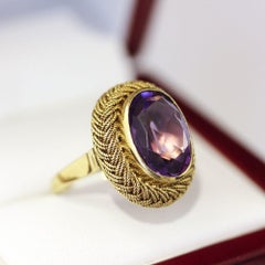Vintage Amethyst Cocktail ring, Handmade, C1960's Mad men era