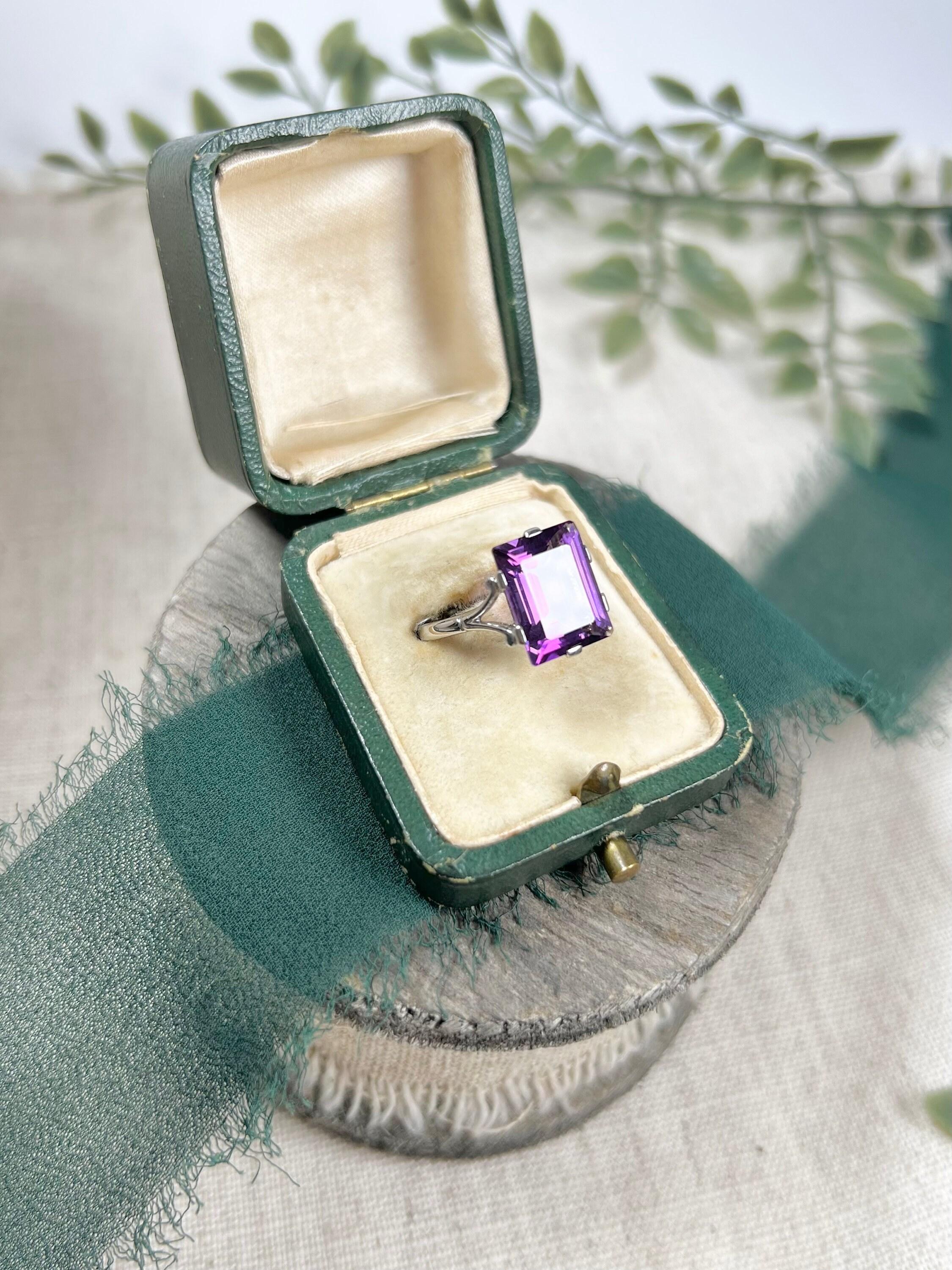 Vintage Amethyst Cocktail Ring  Platinum Stamped Circa 1940’s For Sale 4