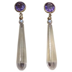 Vintage Amethyst & Crystal 14K Earrings
