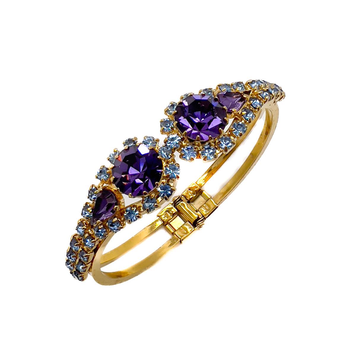 Pulsera Clamper vintage de cristal de amatista Años 50 en Bueno estado para la venta en Wilmslow, GB