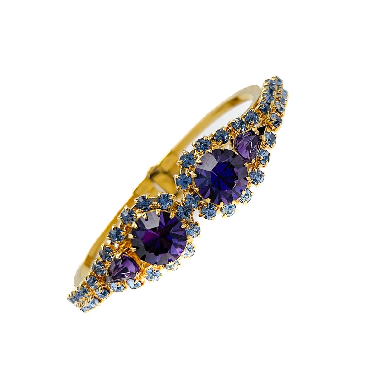 Femenino o masculino Pulsera Clamper vintage de cristal de amatista Años 50 en venta