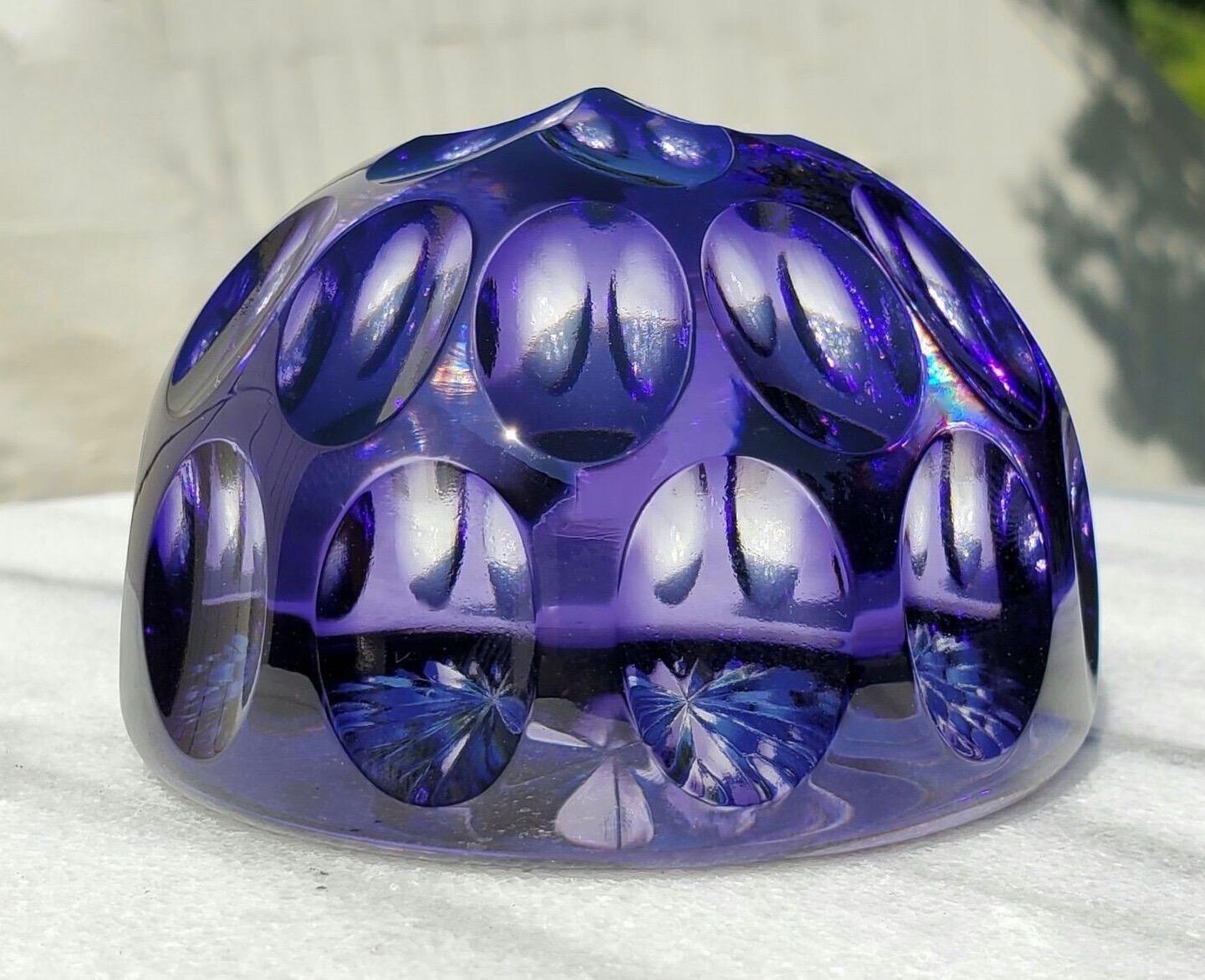 purple glass paperweight