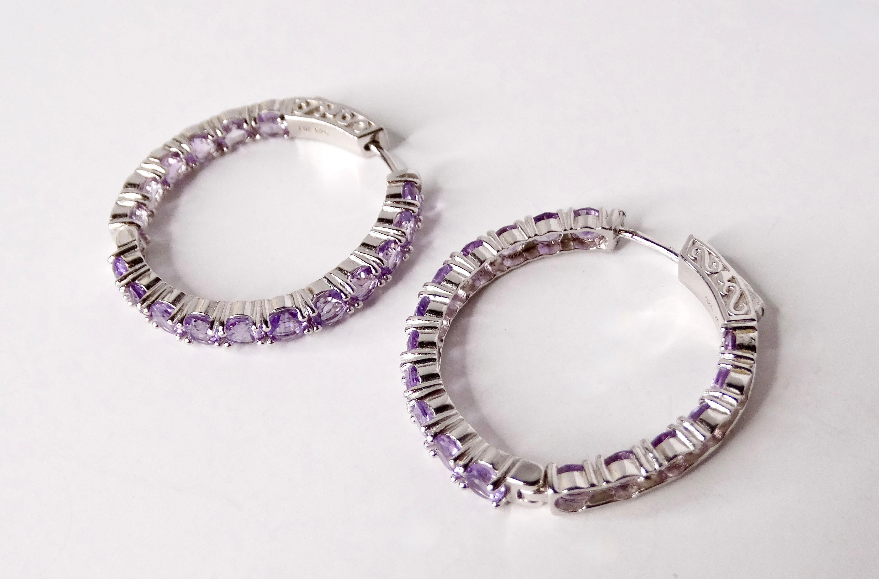 Vintage Creolen aus Amethystkristall und Sterlingsilber im Zustand „Gut“ im Angebot in Scottsdale, AZ