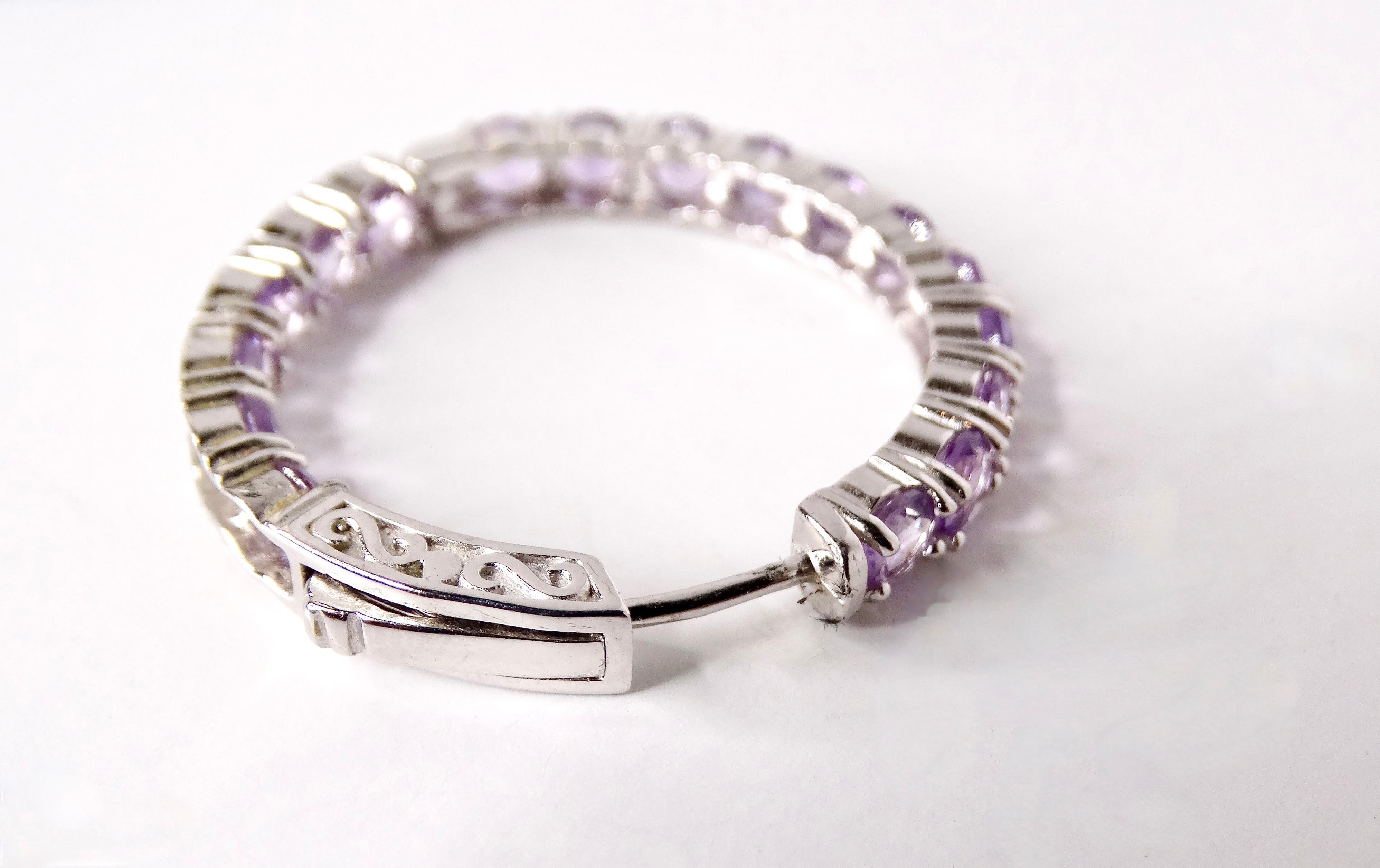 Vintage Creolen aus Amethystkristall und Sterlingsilber Damen im Angebot