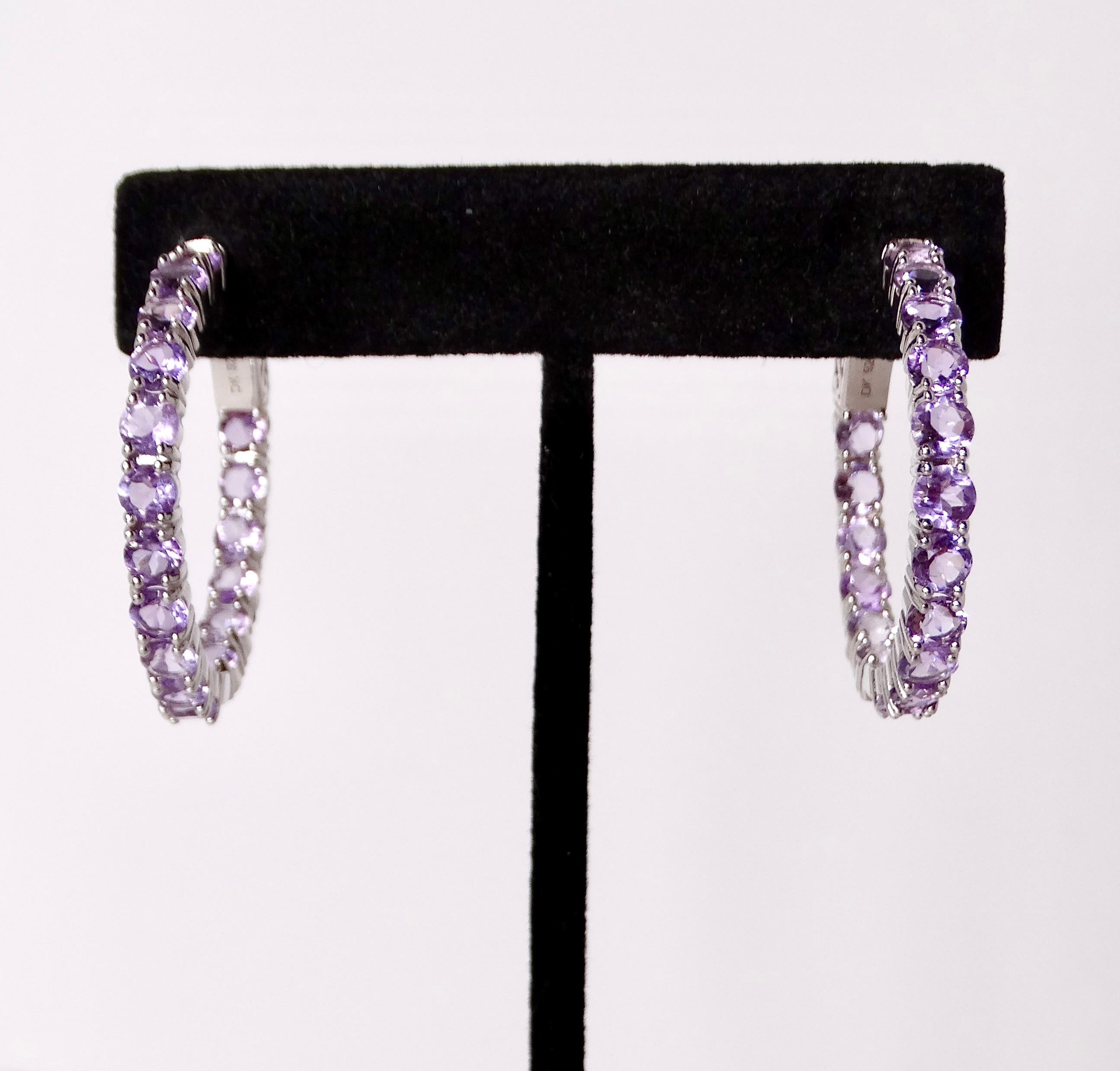 Vintage Creolen aus Amethystkristall und Sterlingsilber im Angebot 1