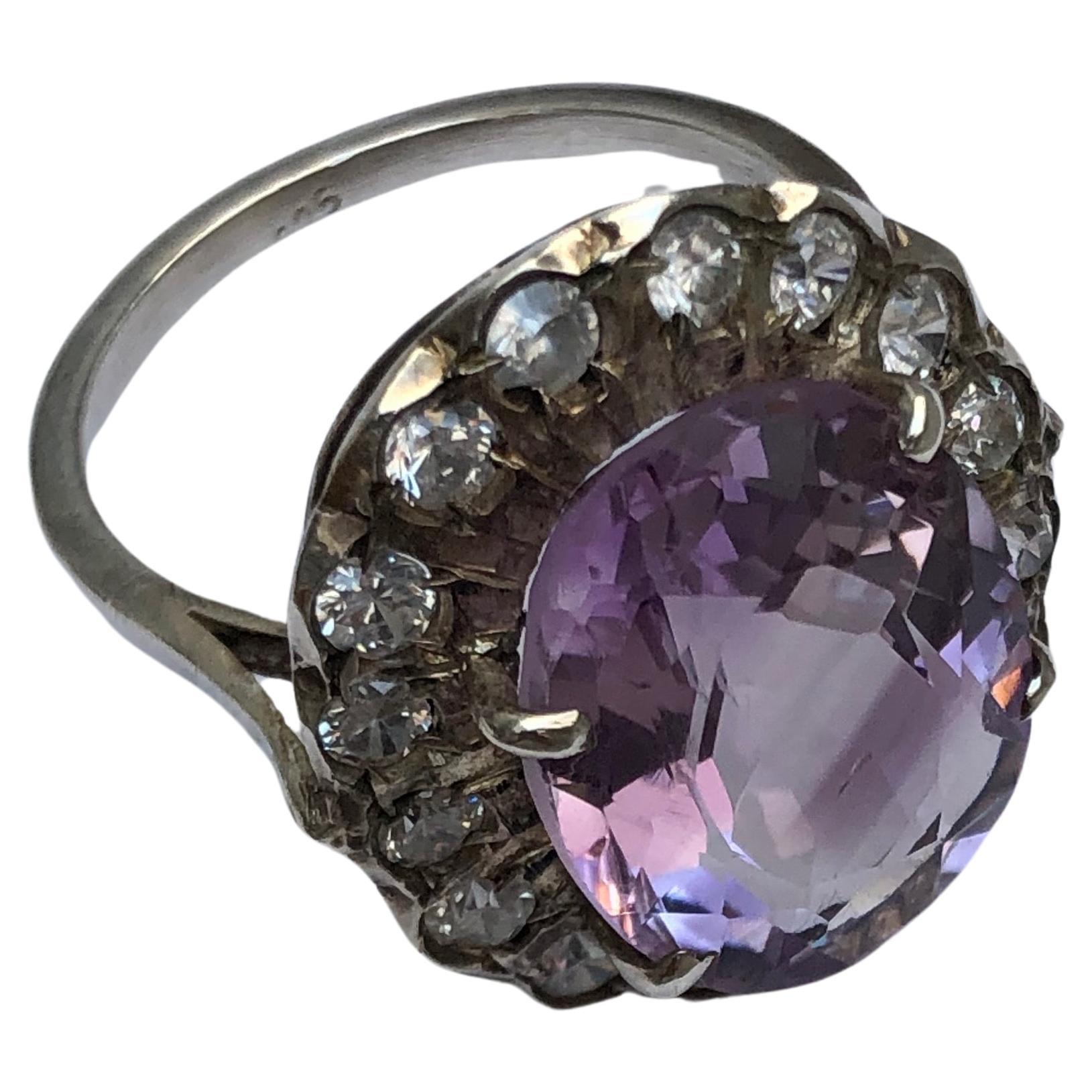 Women's Vintage Amethyst Cubic Zirconia Sterling Ring For Sale