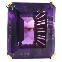 Vintage Amethyst Diamond 18 Karat Two-Tone Gold Statement Ring