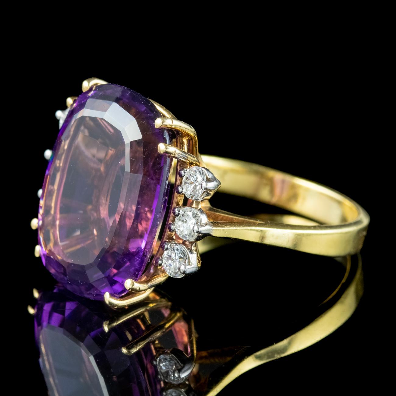 Vintage Amethyst Diamond Cocktail Ring 16 Carat Amethyst In Good Condition For Sale In Kendal, GB