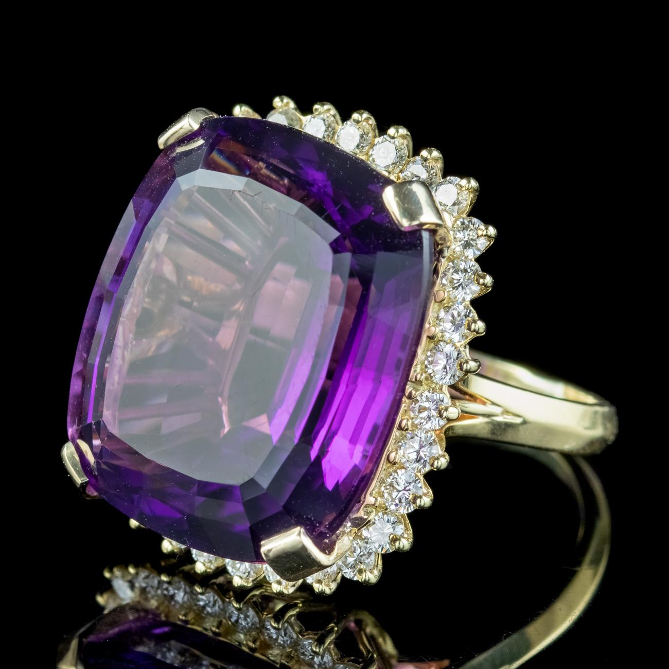 Vintage Amethyst Diamond Cocktail Ring 40ct Amethyst In Good Condition For Sale In Kendal, GB