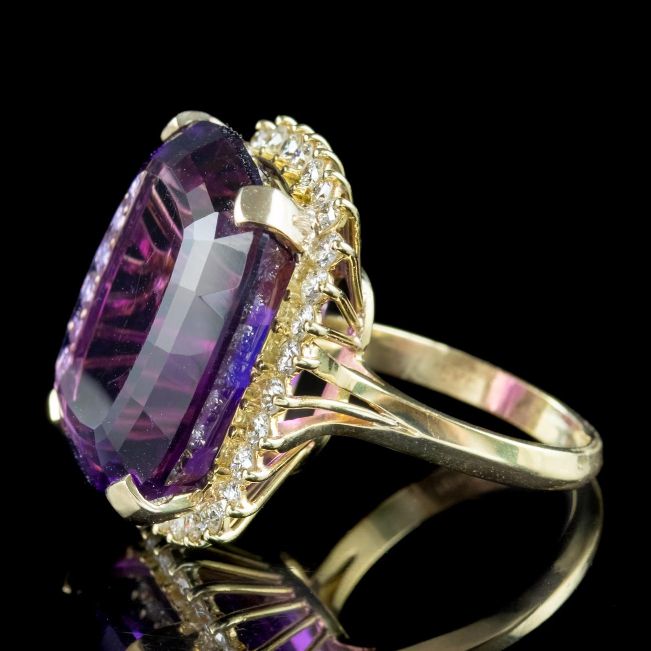 Women's Vintage Amethyst Diamond Cocktail Ring 40ct Amethyst For Sale