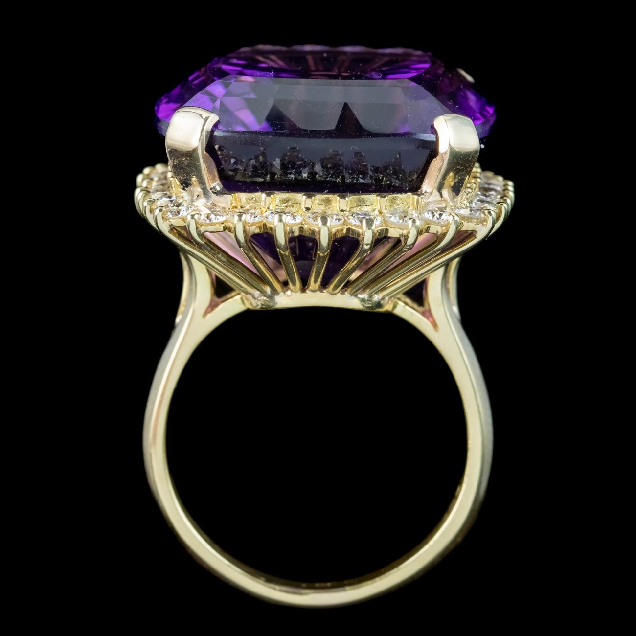 Vintage Amethyst Diamond Cocktail Ring 40ct Amethyst For Sale 1