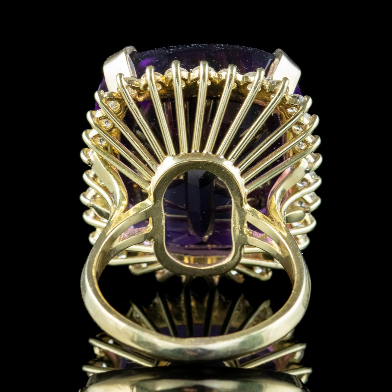 Vintage Amethyst Diamond Cocktail Ring 40ct Amethyst For Sale 2