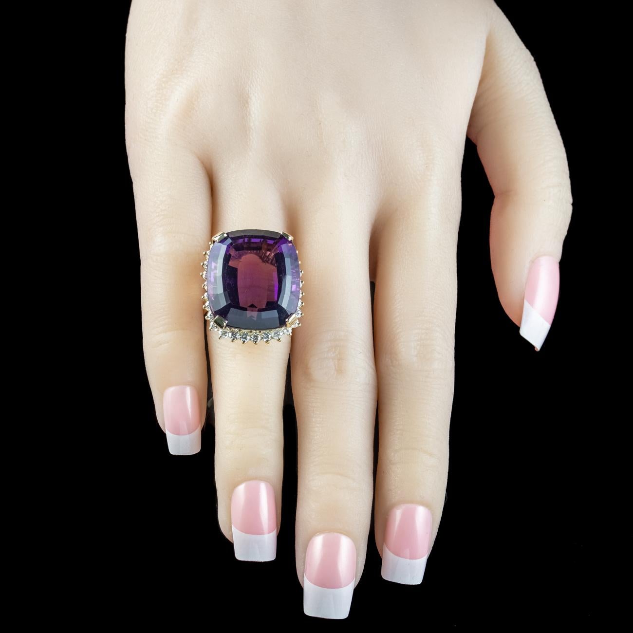 Vintage Amethyst Diamond Cocktail Ring 40ct Amethyst For Sale 4
