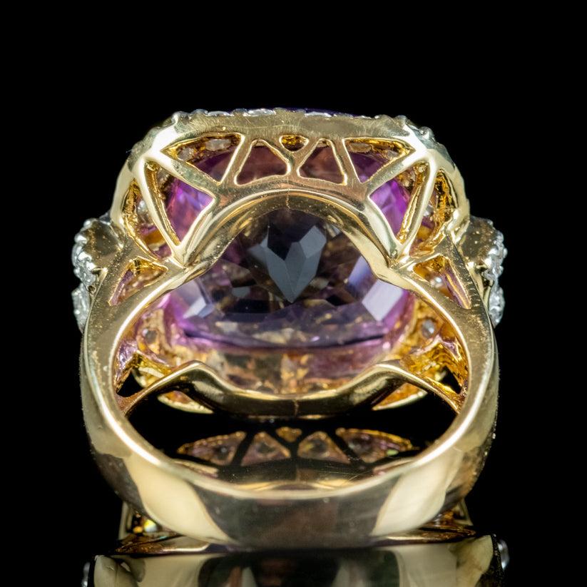 Vintage Amethyst Diamond Cocktail Ring in 12ct Amethyst In Good Condition For Sale In Kendal, GB