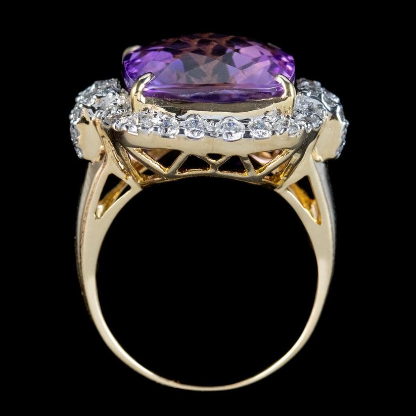 Women's Vintage Amethyst Diamond Cocktail Ring in 12ct Amethyst For Sale