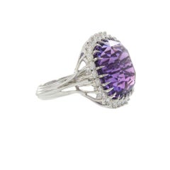 Vintage Amethyst & Diamant Cocktail Ring in Weißgold