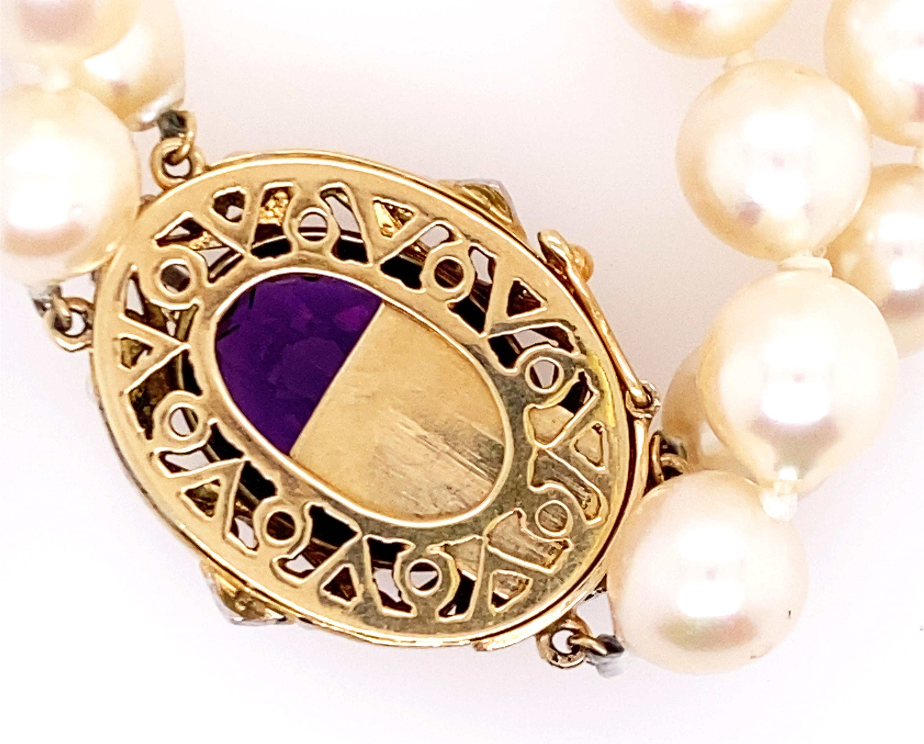 Vintage Amethyst-Diamant-Perlenkette 10,65 Karat antike viktorianische 14K Damen im Angebot