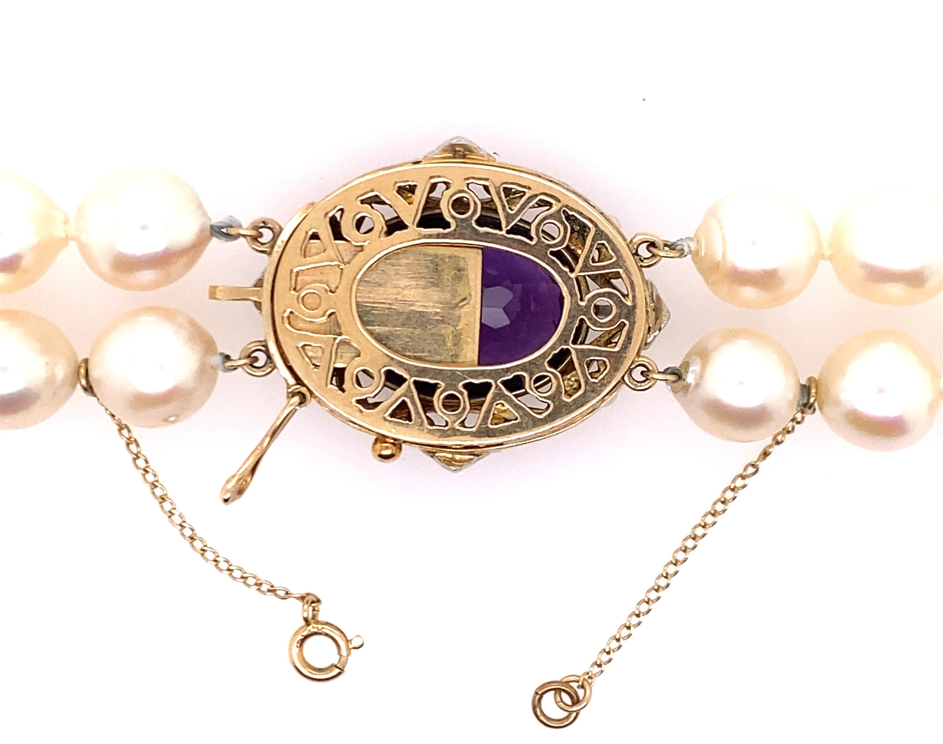 Vintage Amethyst-Diamant-Perlenkette 10,65 Karat antike viktorianische 14K im Angebot 1