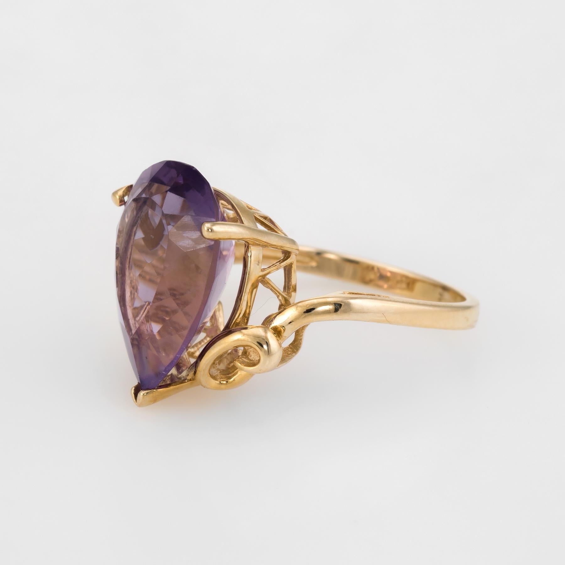 Modern Vintage Amethyst Diamond Ring 10 Karat Gold Pearl Cut Estate Fine Jewelry