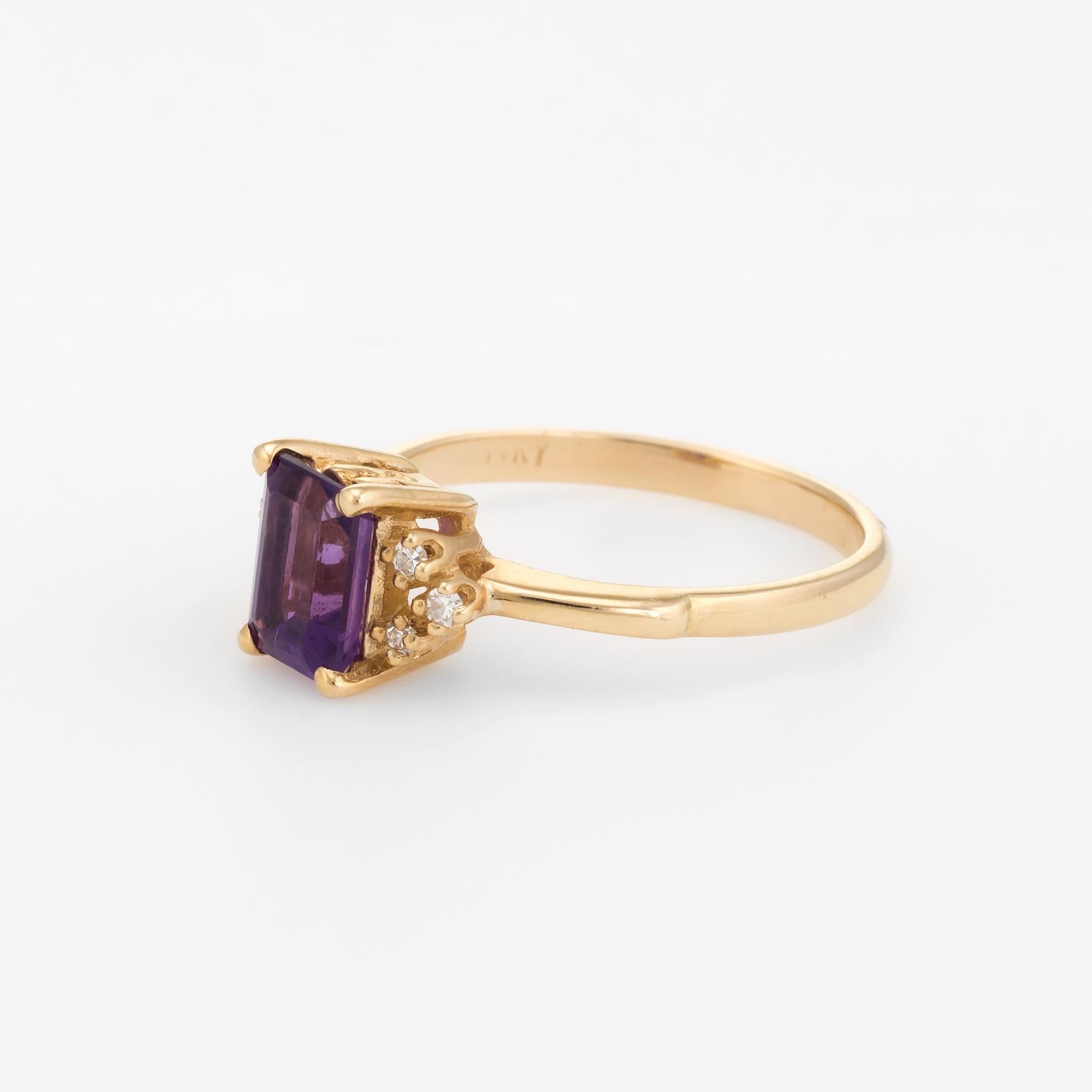 Vintage Amethyst Diamond Ring 14 Karat Gold Small Cocktail Estate Jewelry In Excellent Condition In Torrance, CA