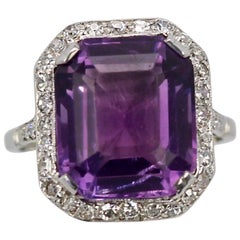 platinum amethyst Vintage Amethyst Diamond Ring Platinum