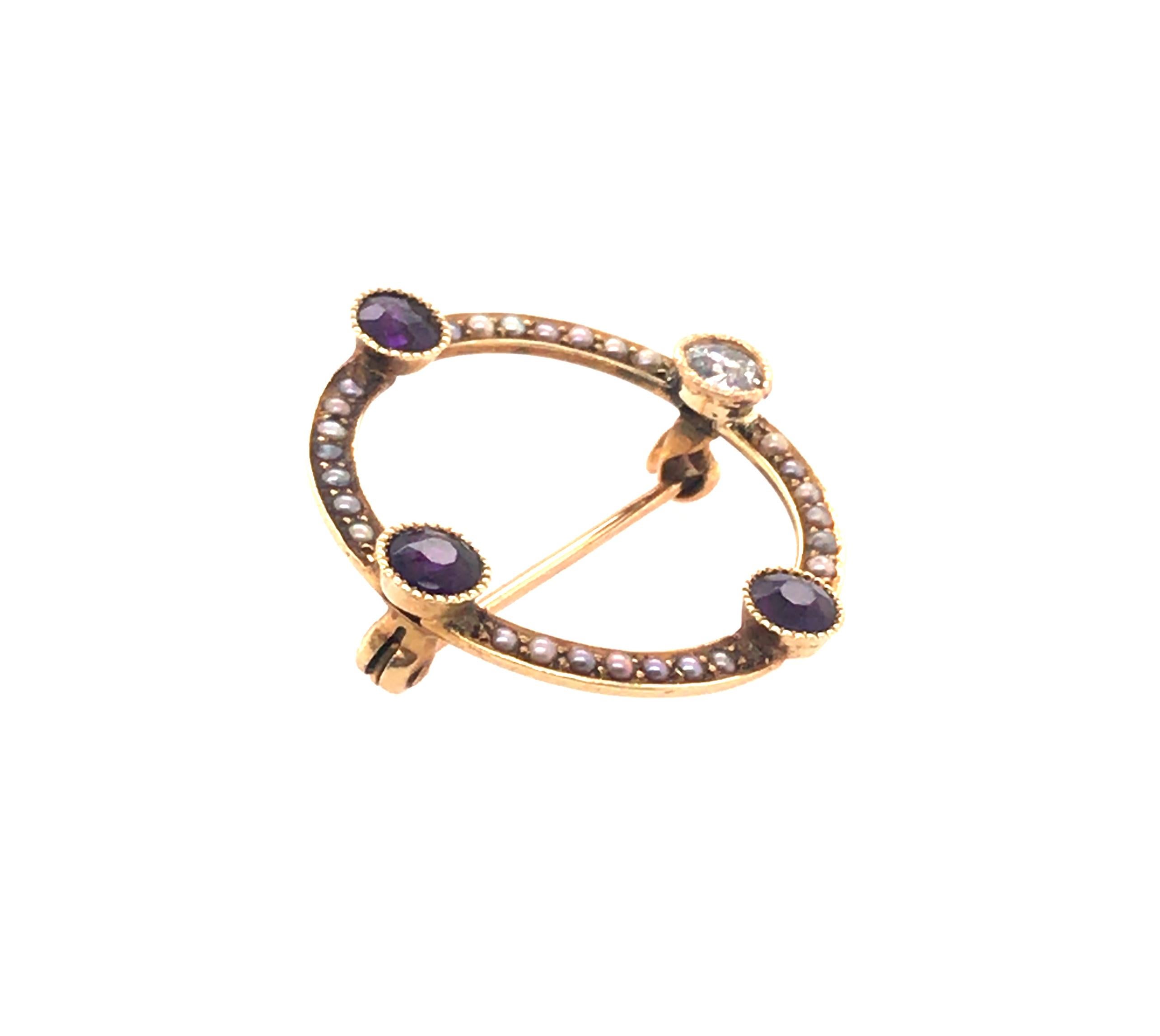 Vintage Antique Victorian 1.03ct Amethyst Diamond Seed Pearl 14K Yellow Gold Pin Brooch



Stunning Christmas Advent Calendar Pin

100% Natural Diamond, Gemstones, and Pearls

1.03 Diamond and Gemstone Weight

Solid 14K Yellow Gold

Gorgeous Patina,