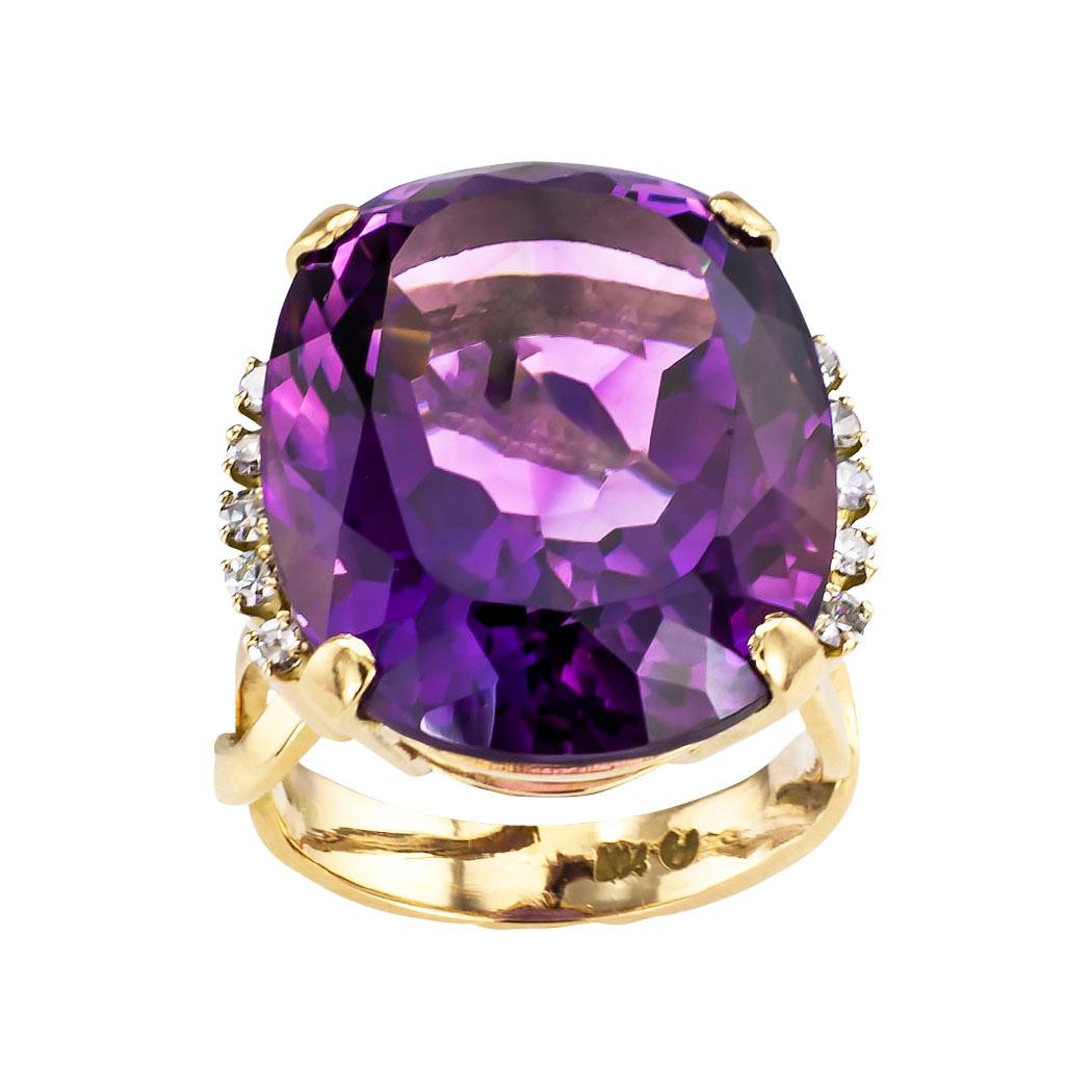 vintage amethyst rings yellow gold