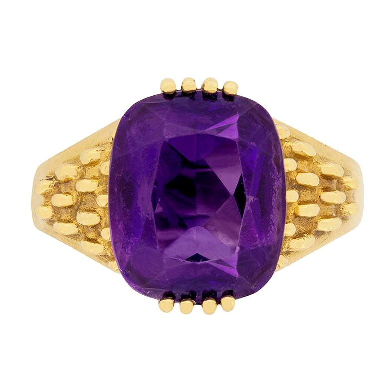 Vintage-Amethyst-Kleiderring, circa 1960er Jahre