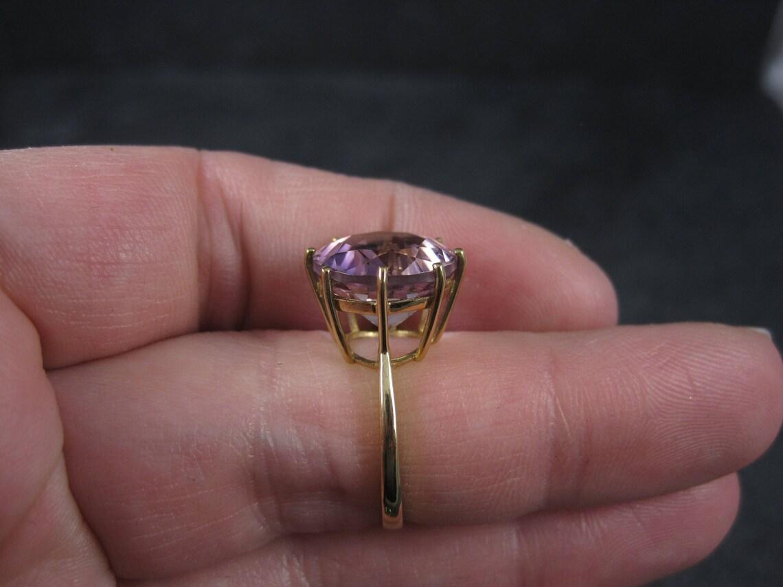 Vintage Amethyst Engagement Ring 10k Yellow Gold Solitaire Size 5 For Sale 4