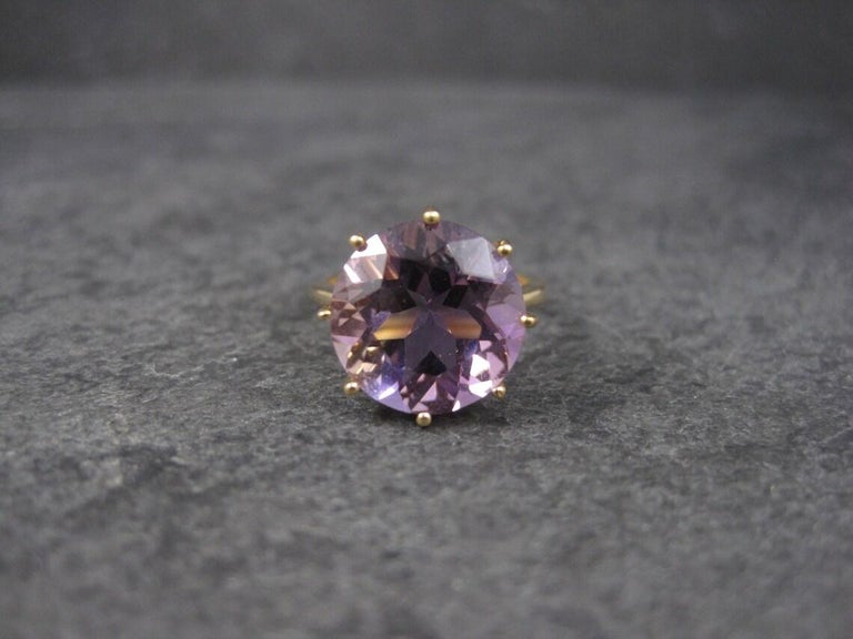 Vintage Amethyst Engagement Ring 10K Yellow Gold Solitaire Size 5 For