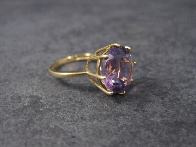 Vintage Amethyst Engagement Ring 10K Yellow Gold Solitaire Size 5 For