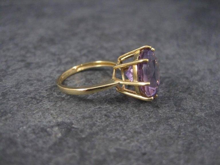 Vintage Amethyst Engagement Ring 10K Yellow Gold Solitaire Size 5 For