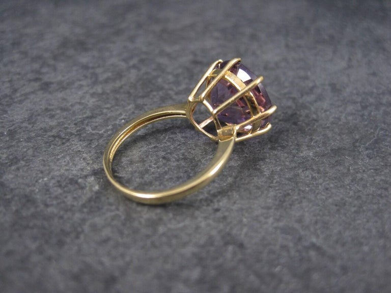 Vintage Amethyst Engagement Ring 10K Yellow Gold Solitaire Size 5 For