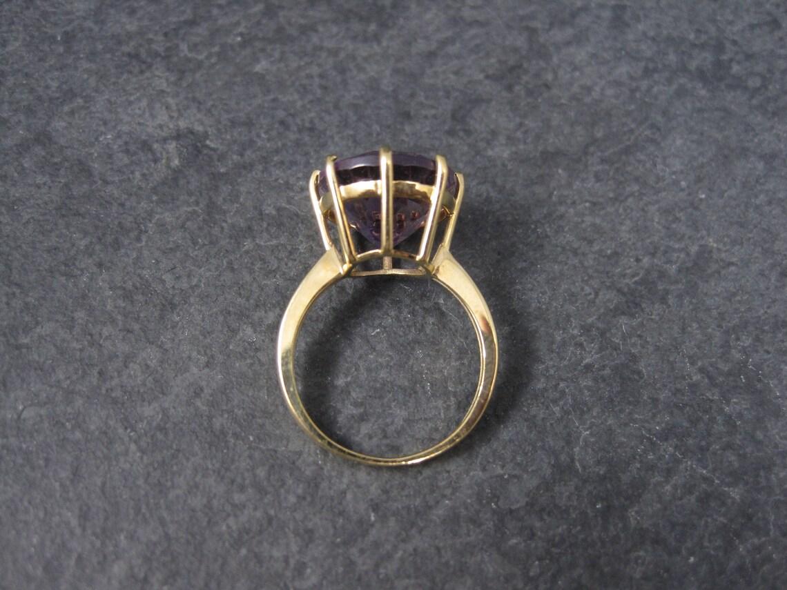 Vintage Amethyst Engagement Ring 10k Yellow Gold Solitaire Size 5 For Sale 1