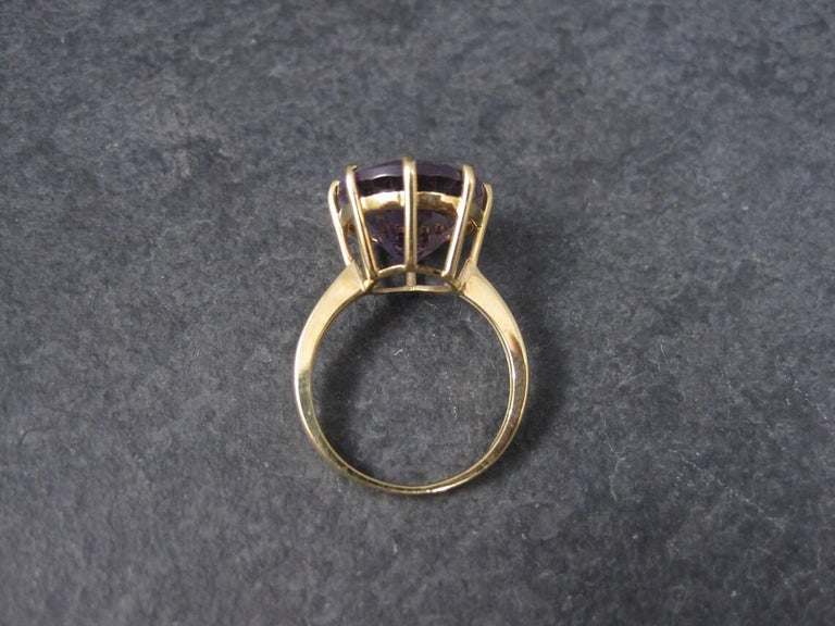 Vintage Amethyst Engagement Ring 10K Yellow Gold Solitaire Size 5 For