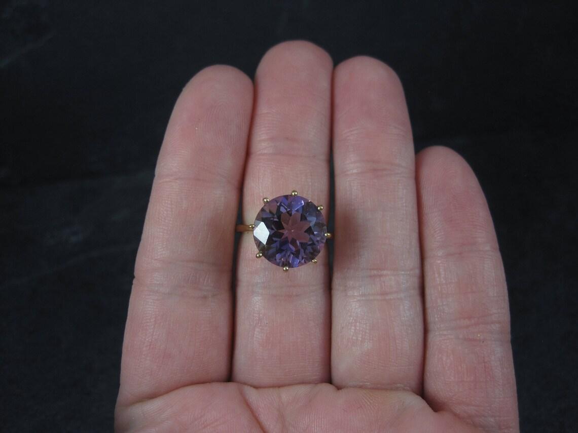 Vintage Amethyst Engagement Ring 10k Yellow Gold Solitaire Size 5 For Sale 3