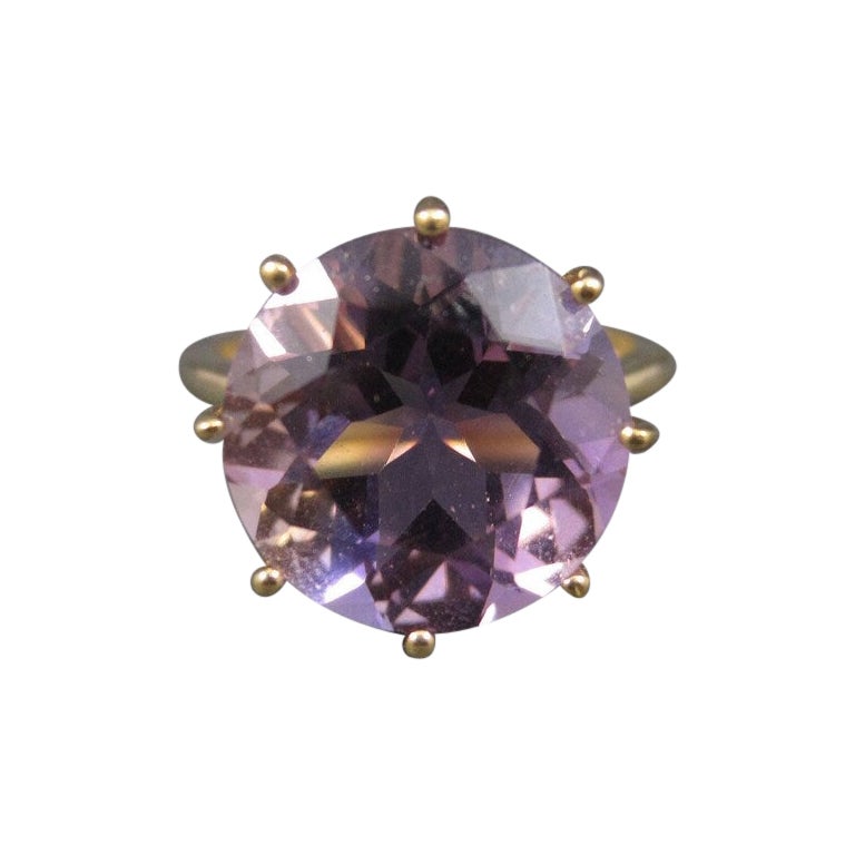 Bague de fiançailles solitaire vintage en or jaune 10 carats avec améthyste taille 5