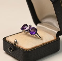 Vintage Amethyst Engagement Ring. 2.40TCW Marquise and Round Cut Ring Platinum