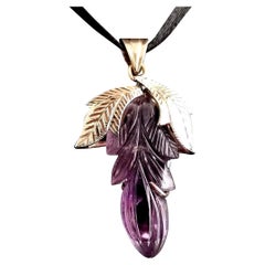 Used Amethyst Floral Pendant, 16k Yellow Gold