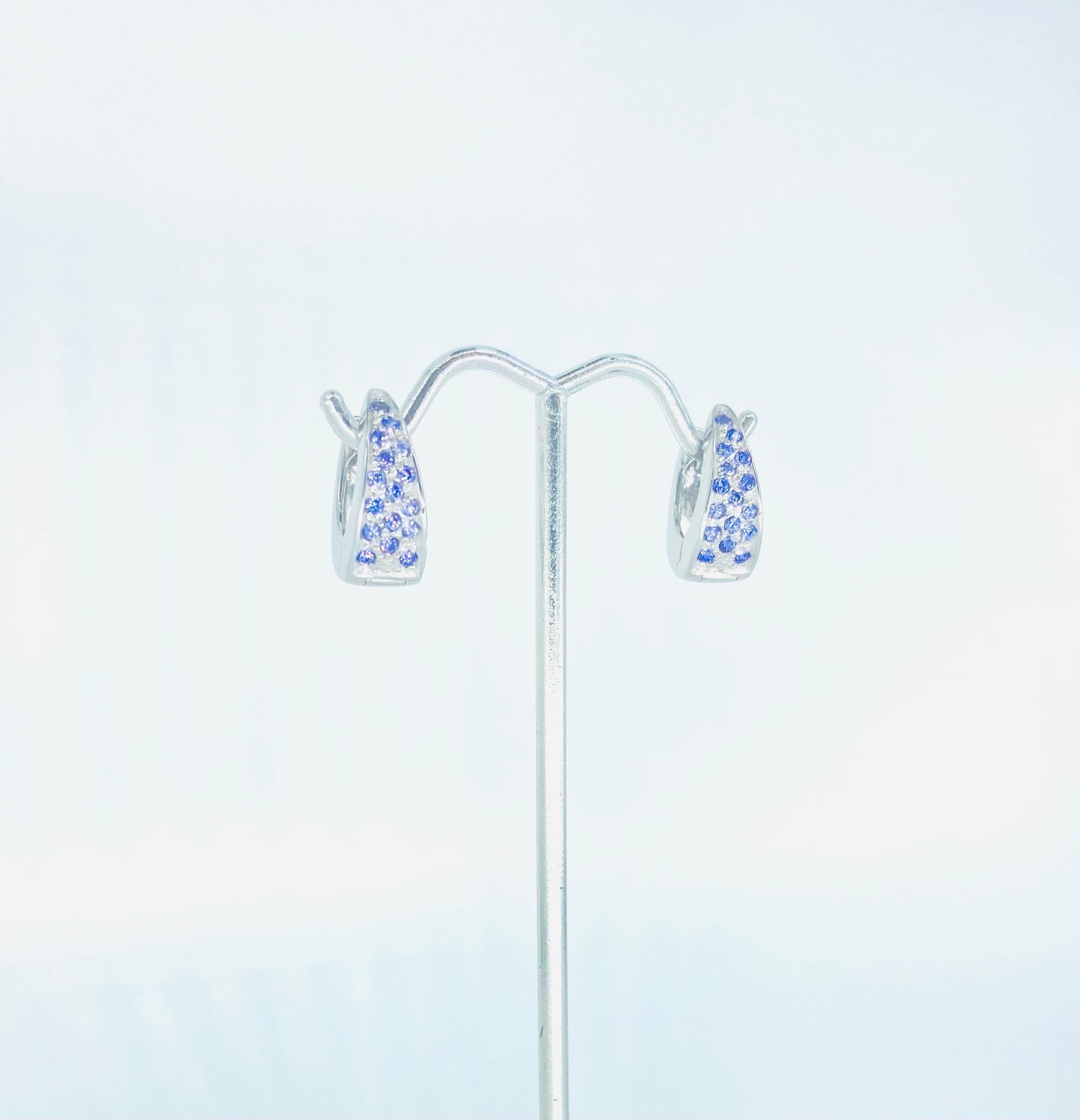 Women's or Men's Vintage Amethyst Gemstone Clip Earrings 18k White Gold For Sale