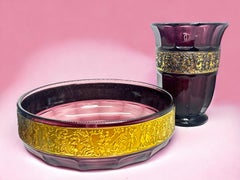 Vintage Amethyst Glass Set Art Deco by Walther and Sohne, Germany 1930s