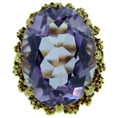 Vintage Amethyst Gold Cocktail Ring, Hallmarked London 1971