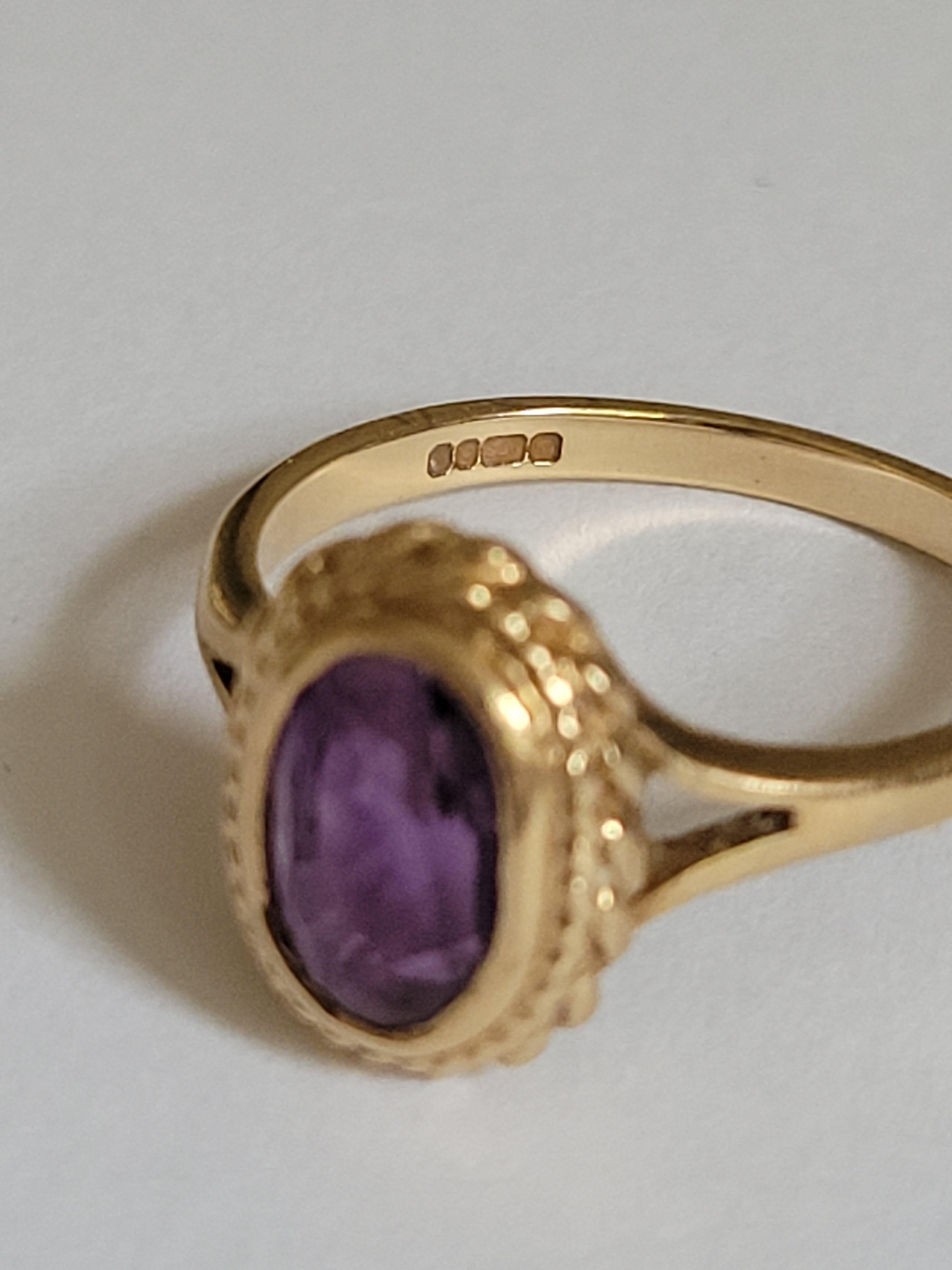 Vintage Amethyst Gold ring London HM For Sale 1